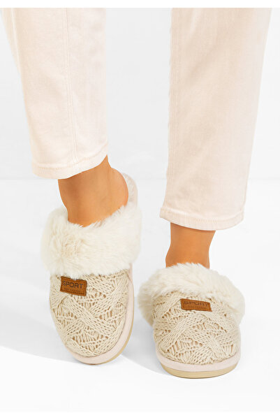 B T Shoes Fluffy slippers Ginesa beige