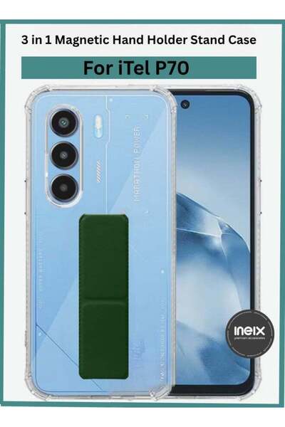 ineix 3-in-1 Magnetic Wrist Strap Hand Grip Stand Cover for Itel P70,