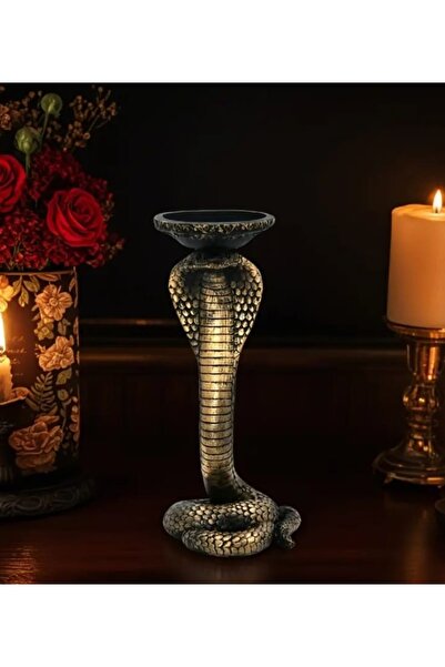 Yaratıcı sanatlar atölyesi Büyük Boy Dekoratif Kobra Taş Şamdan Mumluk Kase 2...