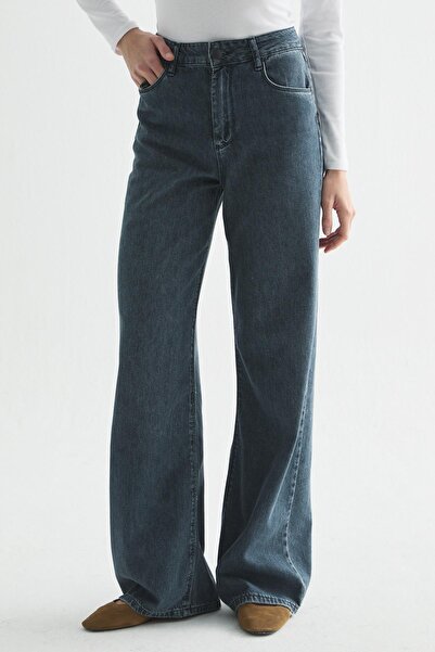 Zeyyen RELAXED KESİM WIDE LEG JEAN İNDİGO