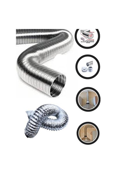 DAMMERUN Aspiratör Davlumbaz Havalandırma Borusu – Alüminyum Flexi Çelik Tell...