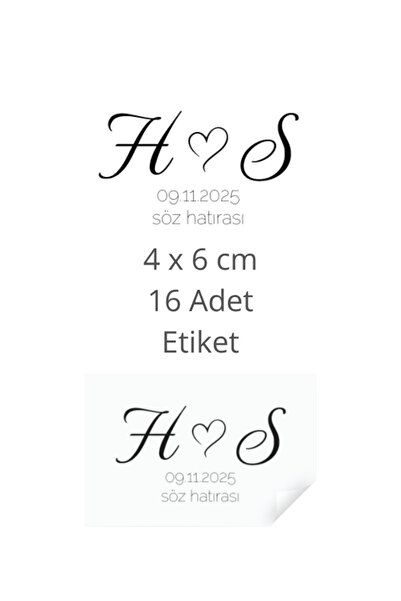 ST Design Kişiye Özel Yapışkanlı Etiket, Söz, Nişan, Kına, Düğün Etiketi, Özel Kesim Sticker