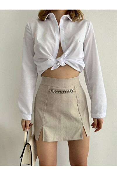 ZENGEZUR MALL MTXDPN Σορτς με ρίγες με λεπτομέρεια αλυσίδας μπεζ (154343) (Μέ...