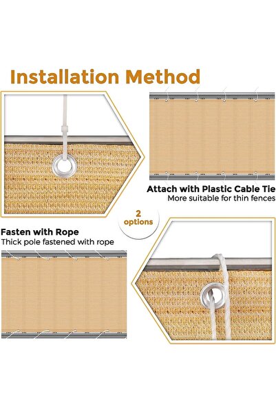 genric OneDcor Balcony Privacy Screen Fence 0.9 x 5M Beige - Windproof Mesh Shade Cover