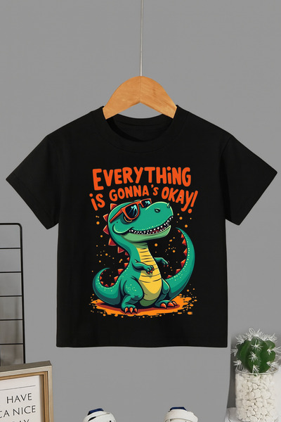 MECH BUTİK Dinosaur Štampano kratki rukav Pamuk paket okrugla kragna majica T...