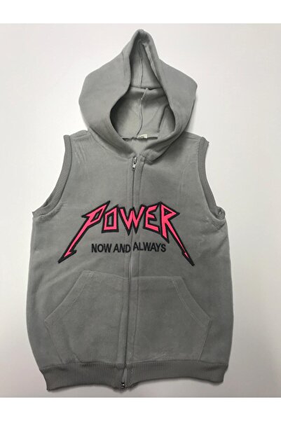 Baby Slon Kids Clup Kışlık polar POWER kapüşonlu fermuarlı kız çocuk yelek