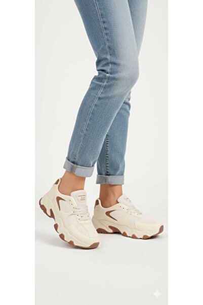 Moda Kadıköy Women's Beige Brown Orthopedic Sneaker Shoes