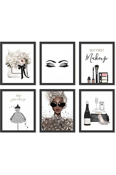 Today Idea ديكور حائط رمادي أنيق - 6 ملصقات مكياج (8 × 10، بدون إطار)