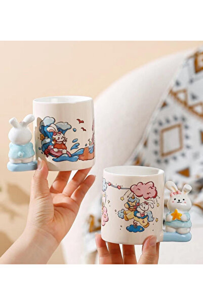 hediyeofisi Premium Ceramic Mug with Cute Rabbit Handle