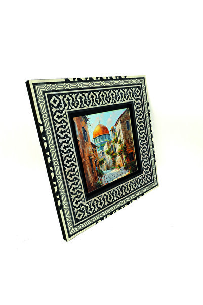 Sadrazam Ierusalim, Moscheea Al-Aqsa, Kubbe al-Sahra cu imprimeu Pictură anatoliană pe lemn MDF 20cm x 20cm |   1G-KS6