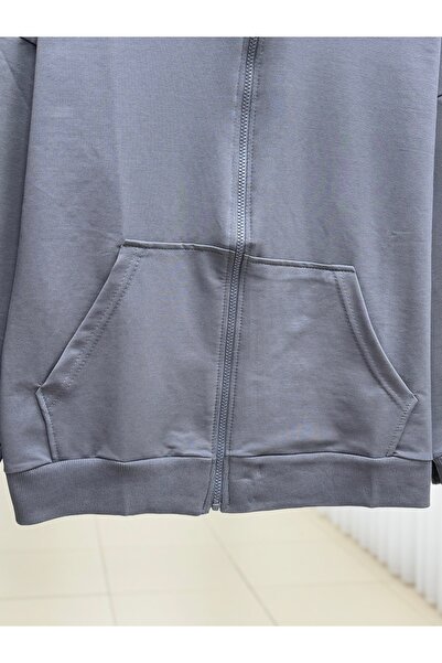 MİHRA STORE Dorora Two String Zippered Hooded Cardigan-Zi̇3099 Anthracite