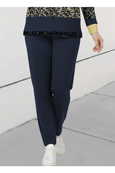 JANES Women's Long Sleeve Crew Neck Striped Pattern Two Thread Blouse and Pants Two-Piece Set