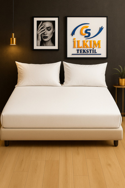 cs ilkim Elastic 100% Cotton Combed Fabric Fitted Elastic Sheet White