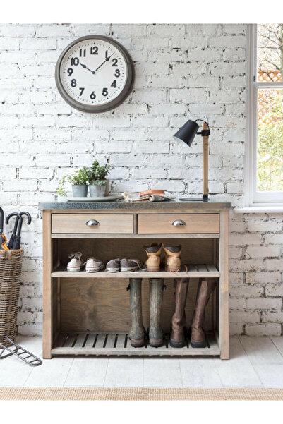 feruzadeco Rustik Masif Ahşap Ayakkabılık | Çekmeceli Konsol ve Raflı Düzenle...