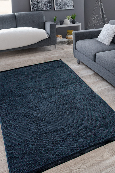 Kupon Halı Antrasit Şönil Kilim Mutfak Yıkanabilir Salon Oturma Çocuk Odası Y...