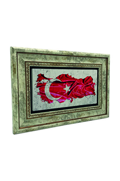 Sadrazam Steagul turcesc ondulat în formă de hartă a Turciei cu imprimeu Tablou din piatră naturală 20cm x 30cm |   2G-Byrk2