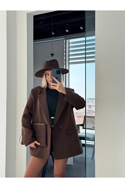 HW Hills Woman Çift Düğmeli Vatkalı Blazer Ceket