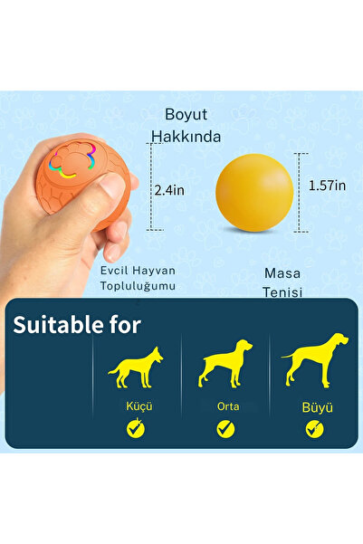 sz master bilişim Şarjlı Otomatik Hareketli Köpek Kedi Oyuncağı Etkileşimli RGB LED’li Akıllı Zıplayan Pet Kedi Topu