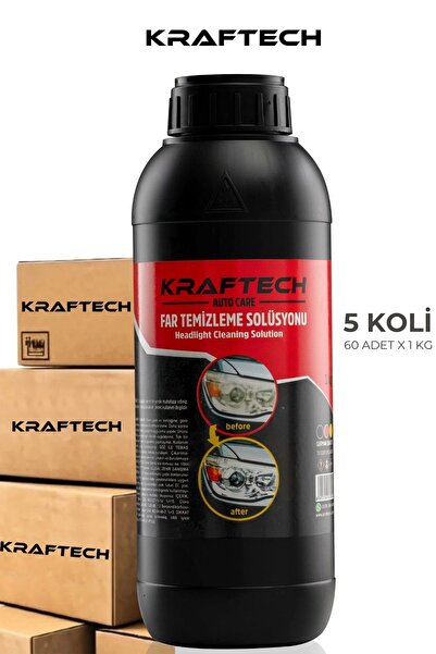 kraftech Yeni Nesil Premium I Buharlı Far Temizleme Sıvısı Ve Parlatma Solüsyonu I 1 Kg X 60 Adet - 5 Koli