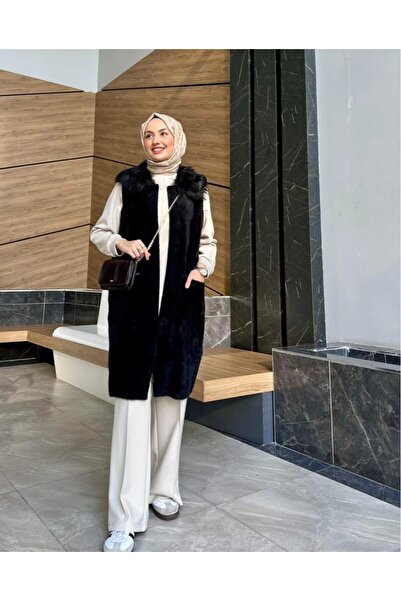 RECEP AYDIN Women's Fur Collar Angora Vest