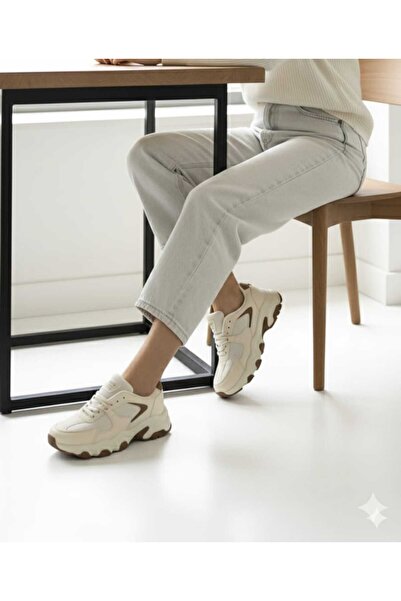 Moda Kadıköy Women's Beige Brown Orthopedic Sneaker Shoes