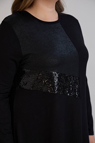 QUAWEAR Φόρεμα πλήρους μήκους από χτενισμένο βαμβακερό ύφασμα με στρογγυλή λαιμόκοψη με τύπωμα με κεντημένες πούλιες