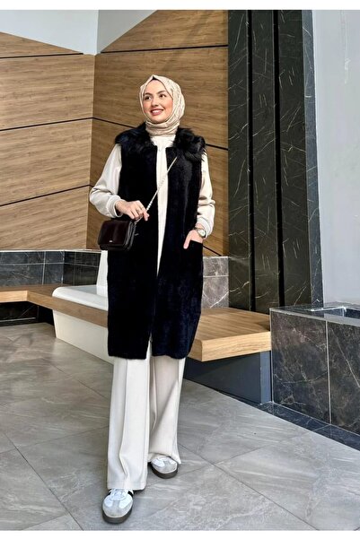 RECEP AYDIN Women's Fur Collar Angora Vest