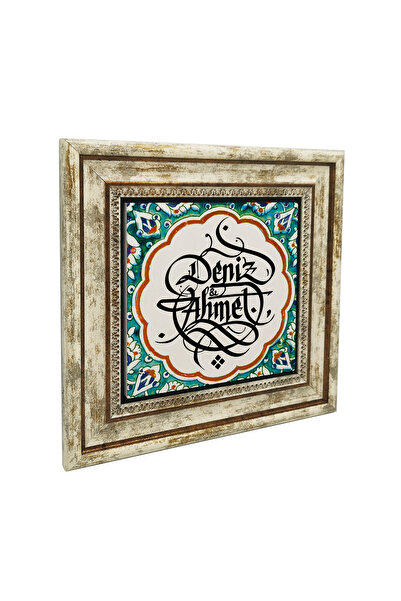 Sadrazam Tablă din piatră naturală cu model de faianță turcoaz, cu spațiu pen...