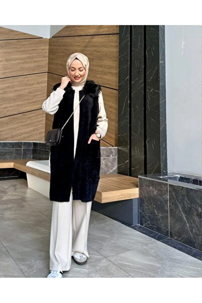 RECEP AYDIN Women's Fur Collar Angora Vest