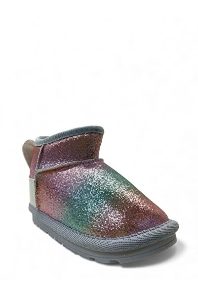 BUCKHEAD Girl's Grey/Pink Color Glitter Fur Boots Buck3060 Shasta