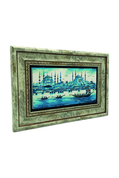 Sadrazam Siluetă a Istanbulei Acuarelă B cu imprimeu Pictură cu piatră naturală 20cm x 30cm |   2G-ISTSB2