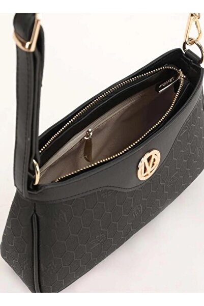 Levidor Zippered Honeycomb Pattern Women's Shoulder Bag 930210 Black