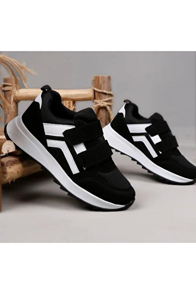 Moda Kadıköy Women's Black and White Rubber Sneaker Shoes