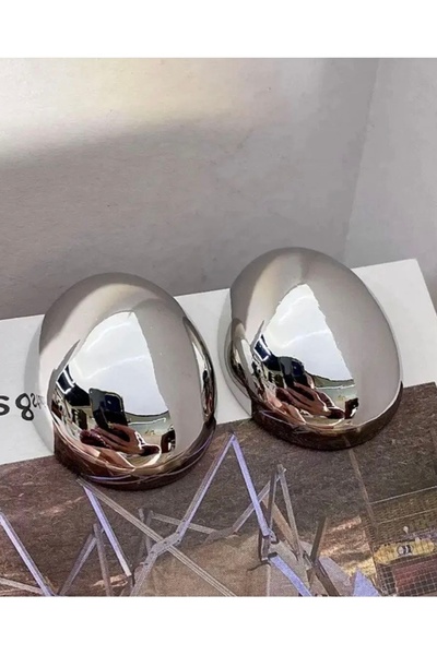 Vi store Çelik Gümüş Düğme Küpe