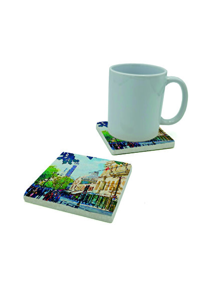 Sadrazam Çemberlitaş Printed Natural Stone Coaster 10cm X 10cm |   Krt-52