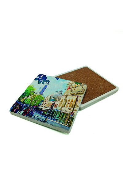 Sadrazam Çemberlitaş Printed Natural Stone Coaster 10cm X 10cm |   Krt-52