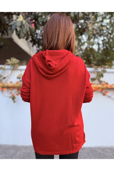 DenizEge Hooded Star Knitwear Red
