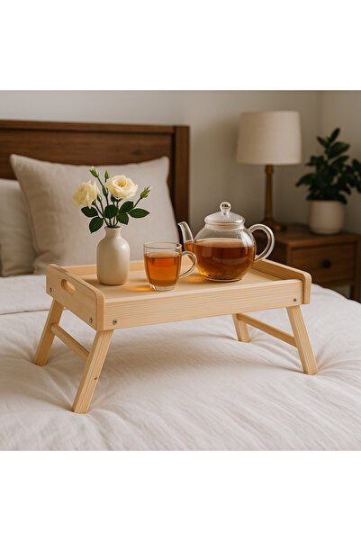 GenelTedarik Doğal Çam Ahşabı Ayaklı Servis Tepsisi – Dekoratif Kahvaltı & Su...
