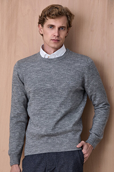 SMILE Fanne Gray Cotton Crew Neck Sweater