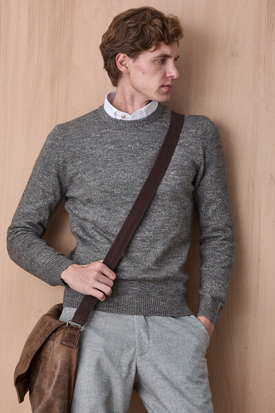 SMILE Fanne Brown Cotton Crew Neck Knitwear
