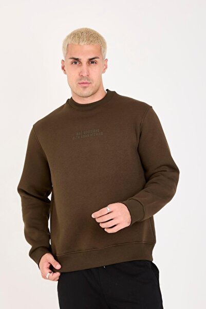 Store Fleece Inside Writing B Printed Relax Fit Men's Sweatshirt