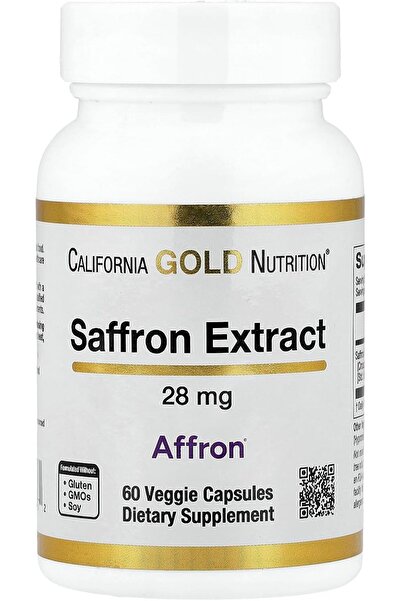 California Gold Nutrition Saffron Safron Extract with Affron 28 mg 60 Veggie ...