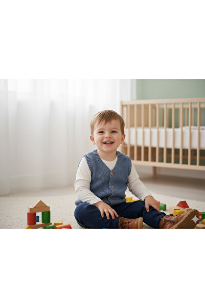 Nimini Kids New Season Yumoş Knitwear Thessaloniki Knitted Baby Boy Vest (0-5 Years Old)