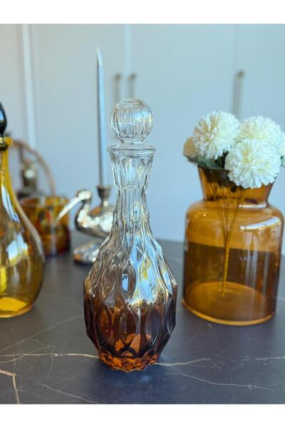 Miko Home & Garden Vintage Desenli Cam Karaf – Amber Ombre Dekoratif Şişe