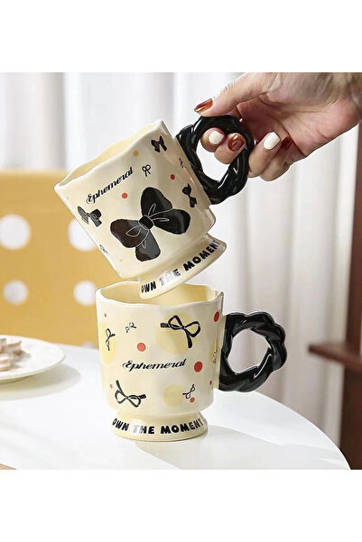 hediyeofisi Premium Ceramic Mug with Bow Ribbon Design