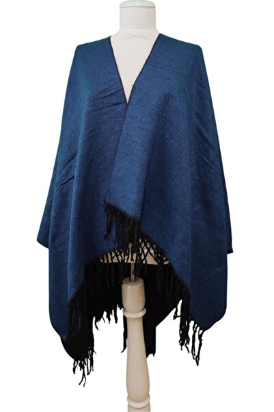AXE SPORTSWEAR Soft Textured Tassel Detailed Shoulder Shawl Poncho