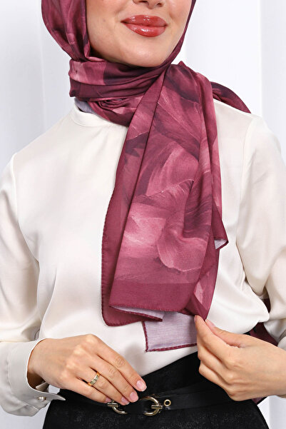 İmajButik Dusty Rose Patterned Soft Digital Shawl