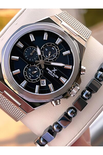 Daniel Klein Men's Wristwatch 30 Meters Water Resistant Steel Band + Bracelet Gift Vs.Blkt.0684