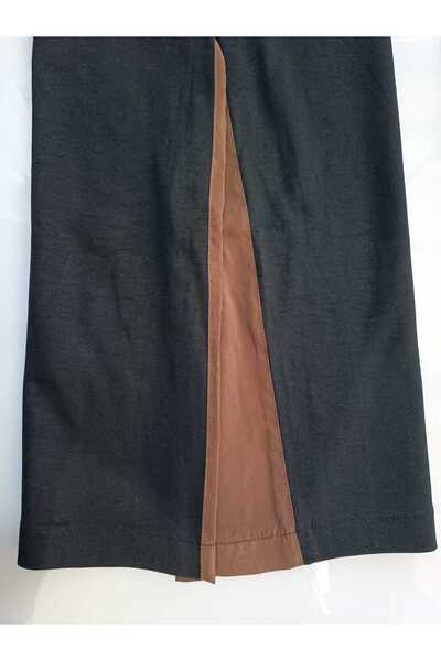 QUAWEAR Crew Neck Side Tie Parachute Fabric Layered Tunic and Side Gusseted Pants Knitted Fabric Set