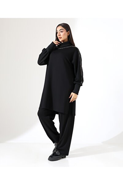 Fi'l Arz Fashion Soft Textured Knitwear Detail Two Piece Set